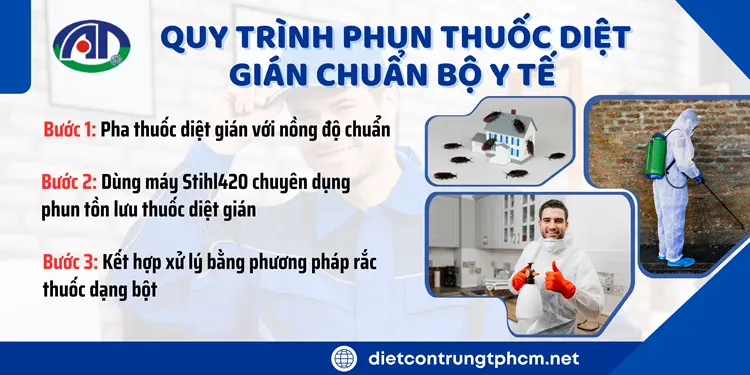 Quy trình phun thuốc diệt gián chuẩn bộ y tế, chuyên nghiệp với máy móc hiện đại của Anh Thư.